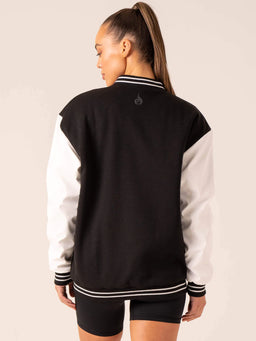 VARSITY BOMBER JACKET BLACK