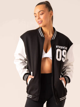 VARSITY BOMBER JACKET BLACK