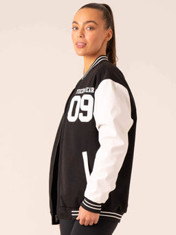 VARSITY BOMBER JACKET BLACK