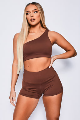 Ryderwear Chocolate Adapt One Shoulder Sports Bra