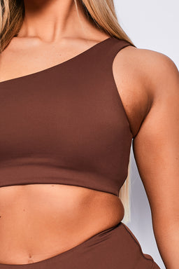 Ryderwear Chocolate Adapt One Shoulder Sports Bra