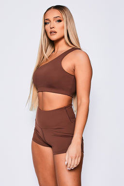 Ryderwear Chocolate Adapt One Shoulder Sports Bra