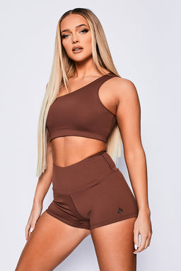 Ryderwear Chocolate Adapt One Shoulder Sports Bra