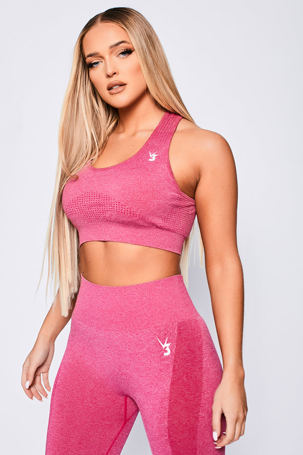 V3 Pink Berry Marl Uplift Seamless Sports Bra