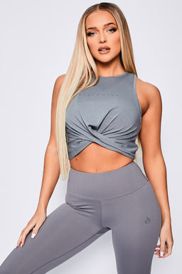 Ryderwear Grey Adapt Twist Cropped Tank