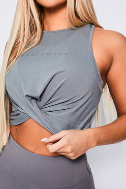 Ryderwear Grey Adapt Twist Cropped Tank