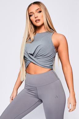 Ryderwear Grey Adapt Twist Cropped Tank