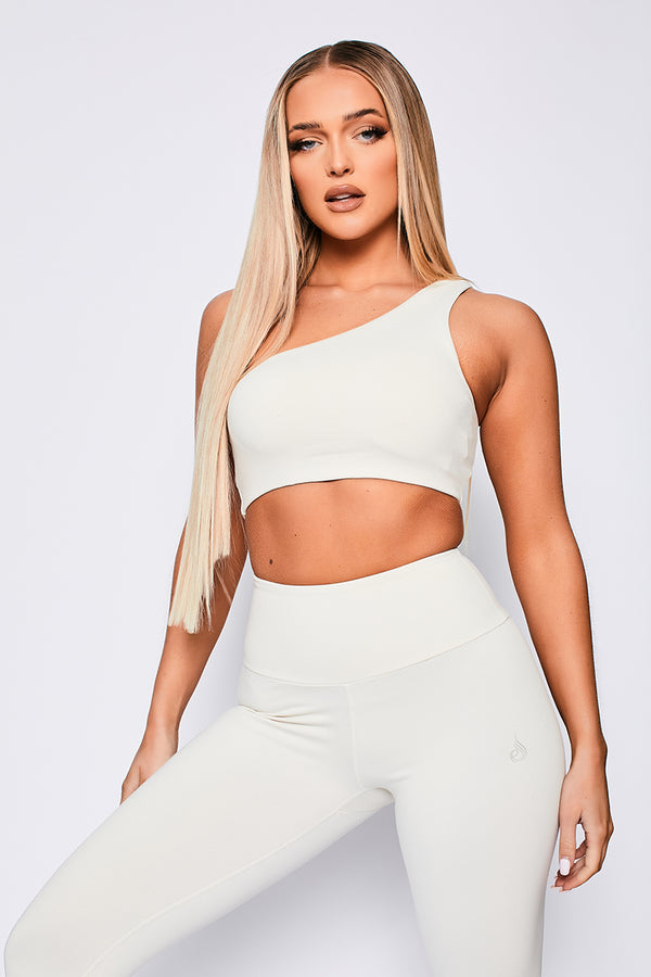 Ryderwear Ivory Off White Adapt One Shoulder Sports Bra