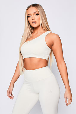 Ryderwear Ivory Off White Adapt One Shoulder Sports Bra
