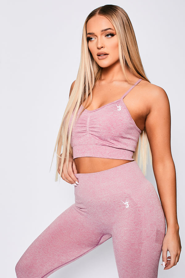 V3 Pink Marl Define Seamless Scrunch Sports Bra