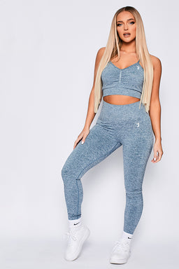 V3 Blue Marl Define Scrunch Sport Bra