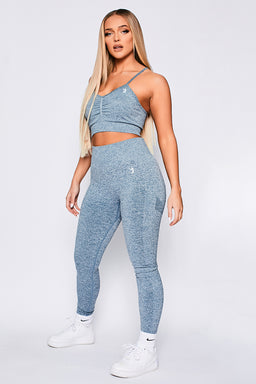 V3 Blue Marl Define Seamless Scrunch Leggings