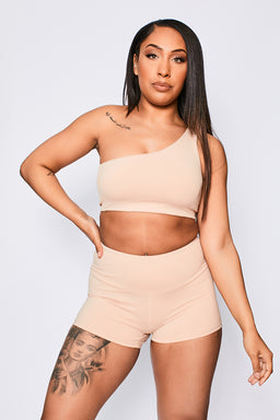 Ryderwear Beige Nude Adapt One Shoulder Sports Bra
