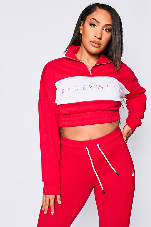Ryderwear Red Cropped Track Jumper