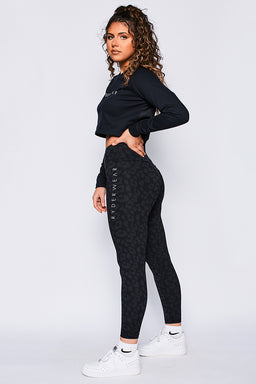 Ryderwear Leopard Black Instinct Scrunch Bum Leggings