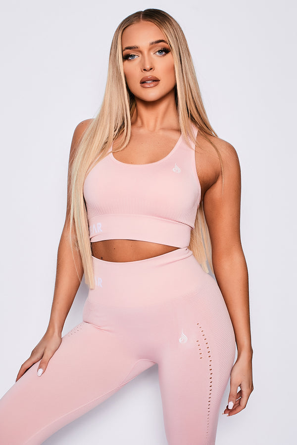 Ryderwear Baby Pink Marl Seamless Staples Sports Bra