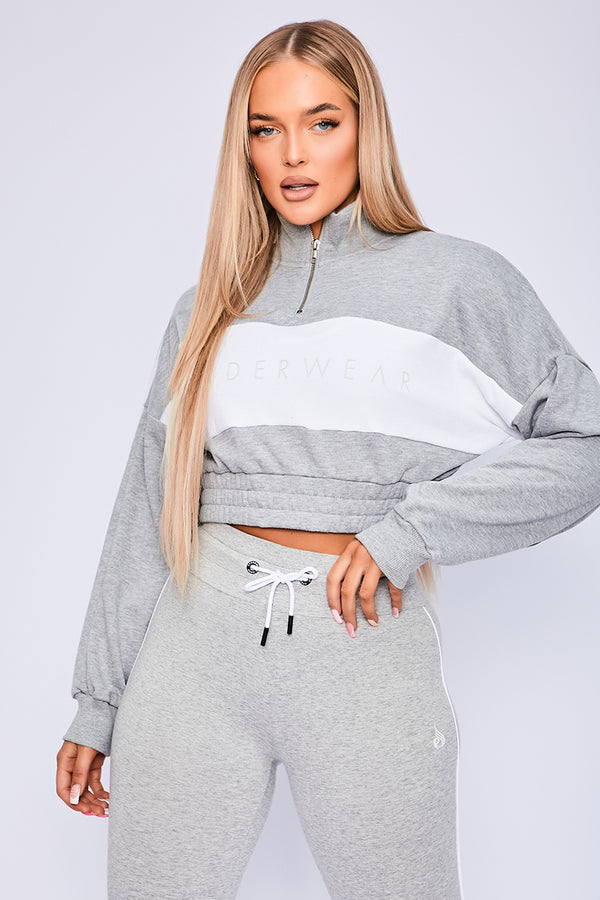 Ryderwear Grey Marl Cropped Track Jumper