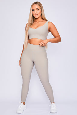 Body Language Beige Stone Rib Hailey Leggings