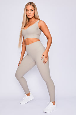 Body Language Beige Stone Rib Hailey Leggings