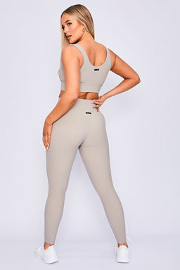 Body Language Beige Stone Rib Hailey Leggings