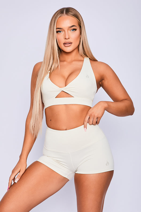 Ryderwear Ivory Off White Adapt High Waisted Scrunch Shorts