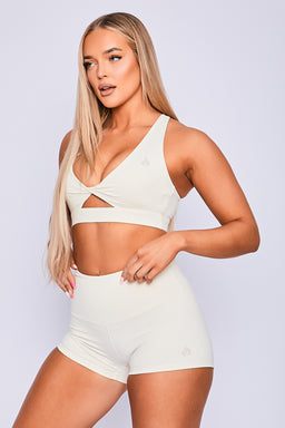 Ryderwear Ivory Off White Adapt High Waisted Scrunch Shorts