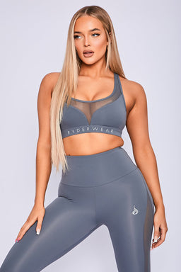 Ryderwear Charcoal Hype Mesh Sports Bra