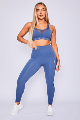 Ryderwear Steel Blue Hype High Waisted Mesh Leggings