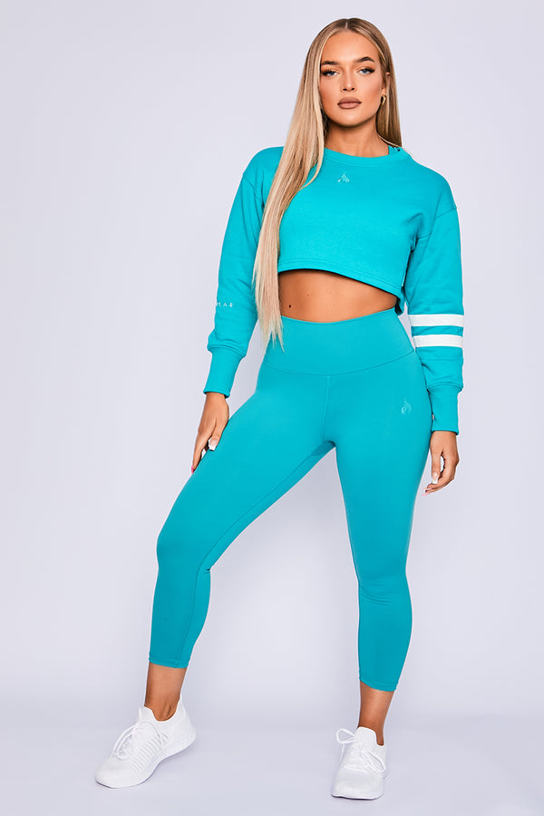 Ryderwear Teal Cropped 7/8 Motion High Waisted Leggings