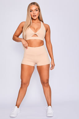Ryderwear Beige Nude Adapt High Waisted Scrunch Shorts