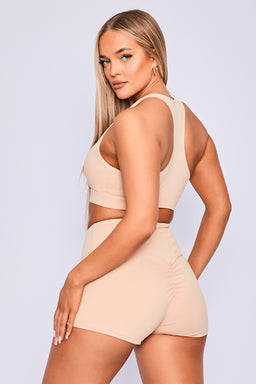Ryderwear Beige Nude Adapt High Waisted Scrunch Shorts