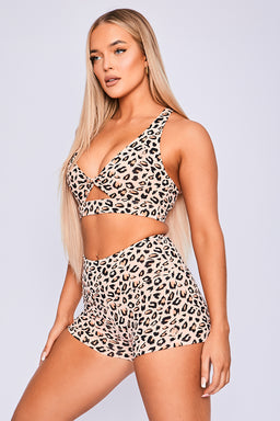 Ryderwear Peach Leopard Adapt High Waisted Scrunch Shorts