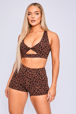 Ryderwear Chocolate Leopard Adapt Twist Sports Bra