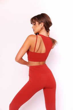 Asymmetric Burnt Orange Cross-Wrap High Waisted Leggings