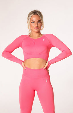 V3 Coral Define Seamless Scrunch Crop Long Sleeve