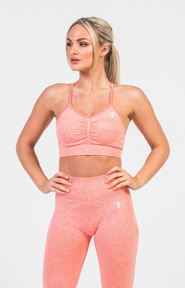 V3 Peach Marl Define Seamless Scrunch Sports Bra