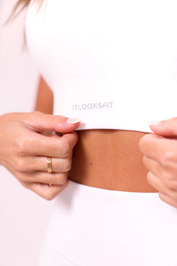 Kali White One Shoulder Seamless Sports Bra Cropped Top