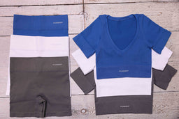 Mix and Match Grey Ribbed Seamless High Waisted Shorts