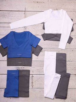 Mix and Match White Ribbed Full Length Seamless High Waisted Leggings