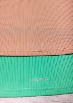 Essentials Nude Set Ribbed Round Neck Crop Top & Drawstring Wide Leg Pants Co-ord