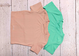 Essentials Nude Set Ribbed Round Neck Crop Top & Drawstring Wide Leg Pants Co-ord