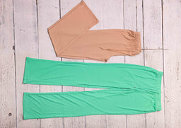 Essentials Nude Set Ribbed Round Neck Crop Top & Drawstring Wide Leg Pants Co-ord