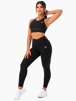 Ryderwear Black Leopard Amazon Mesh Sports Bra