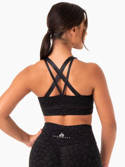 Ryderwear Black Leopard Amazon Mesh Sports Bra