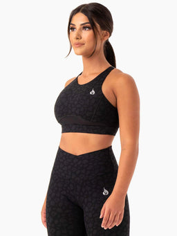 Ryderwear Black Leopard Amazon Mesh Sports Bra