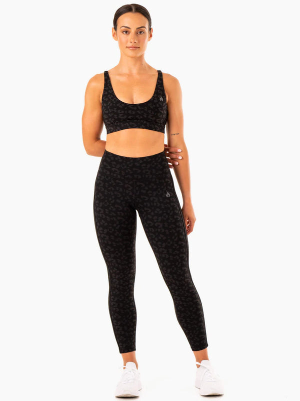 Ryderwear Black Leopard Evolution High Waisted Scrunch Leggings
