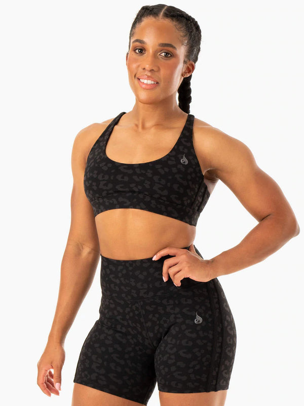 Ryderwear Black Leopard Evolution Sports Bra