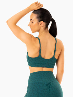 Ryderwear Teal Leopard Evolution Sports Bra