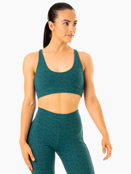 Ryderwear Teal Leopard Evolution Sports Bra