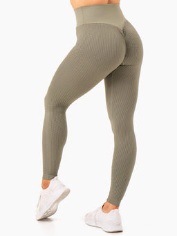 Ryderwear Khaki Honeycomb Scrunch Seamless Leggings